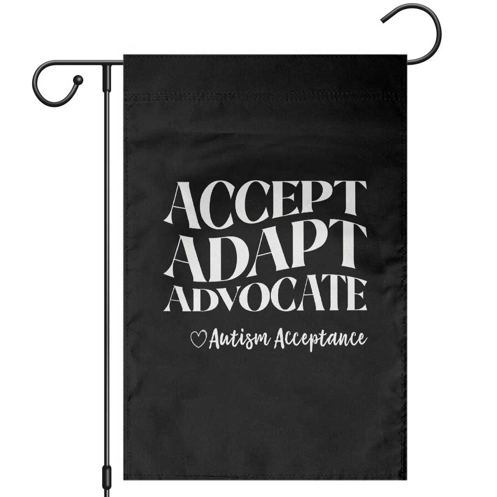 Autism Acceptance Garden Flag Accept Adapt Advocate TS14 Black Print Your Wear