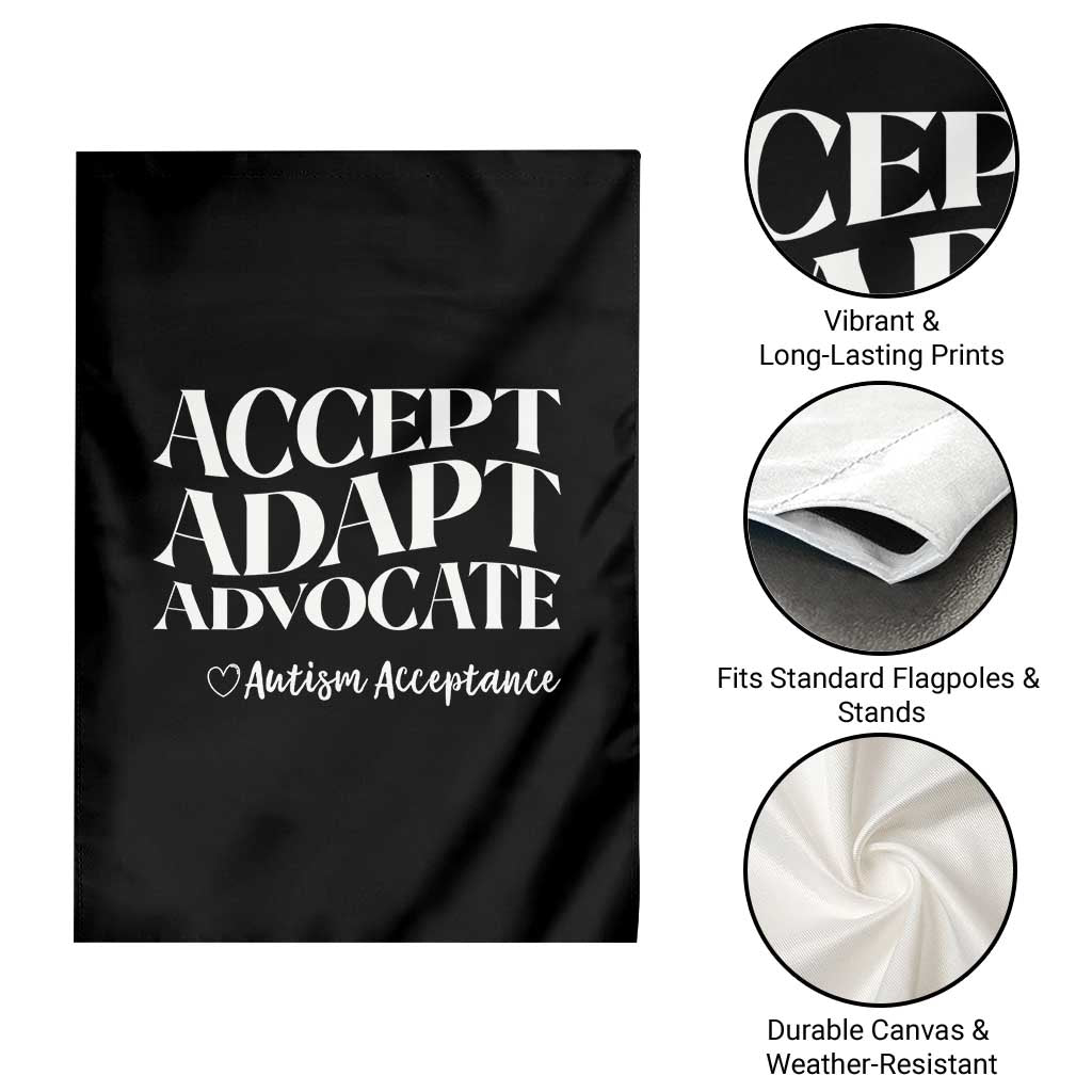 Autism Acceptance Garden Flag Accept Adapt Advocate TS14 Print Your Wear