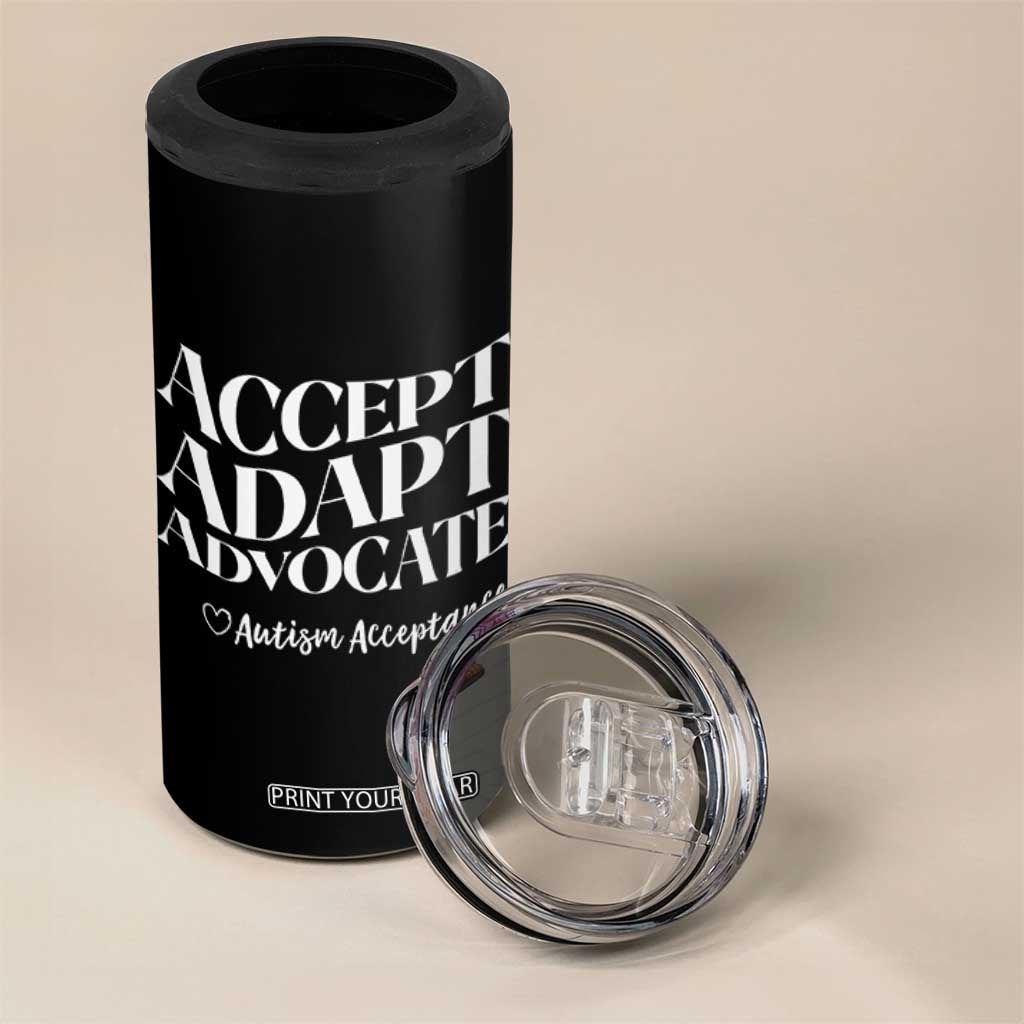 Autism Acceptance 4 in 1 Can Cooler Tumbler Accept Adapt Advocate TS14 Print Your Wear