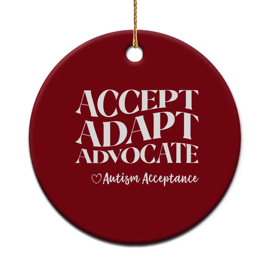 Autism Acceptance Ceramic Ornament Accept Adapt Advocate TS14 1pc Red Print Your Wear