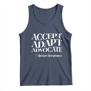 Autism Acceptance Tank Top Accept Adapt Advocate TS14 Navy Print Your Wear