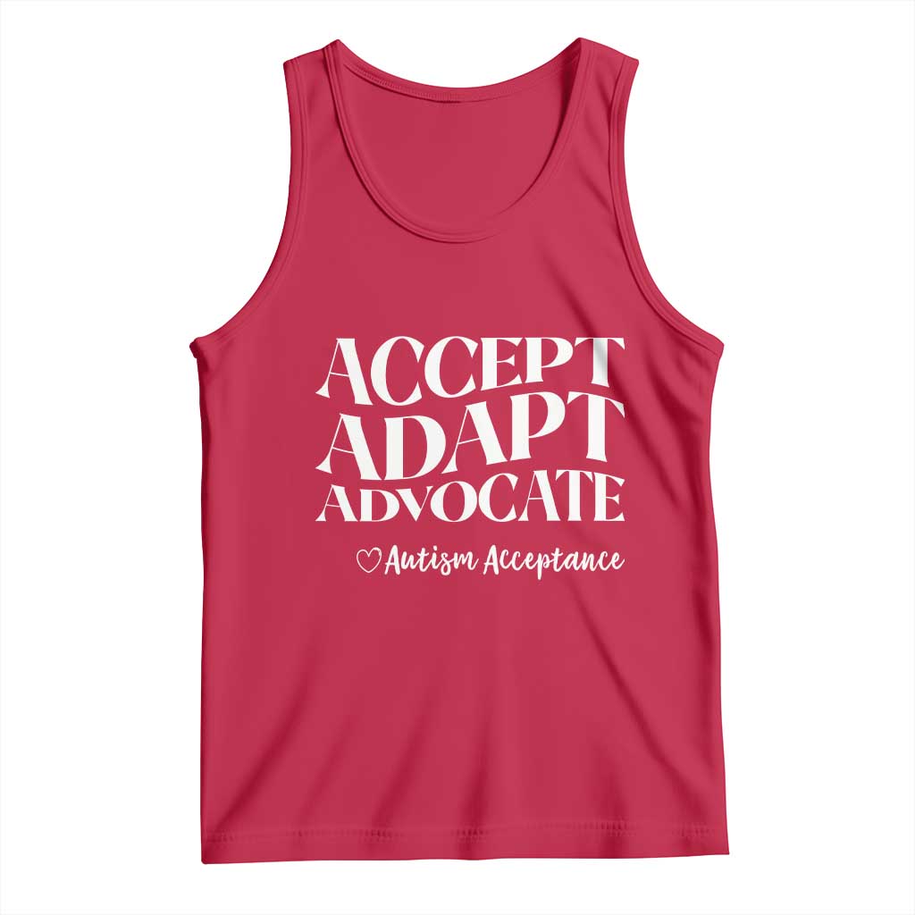 Autism Acceptance Tank Top Accept Adapt Advocate TS14 Red Print Your Wear