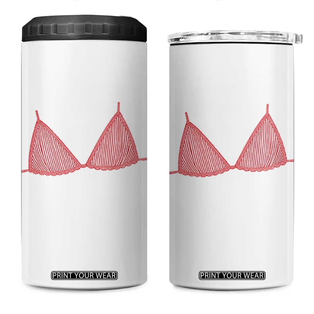 Coastal Bikini 4 in 1 Can Cooler Tumbler Girls Trip Matching Beach Weekend TS14 One Size: 16 oz White Print Your Wear