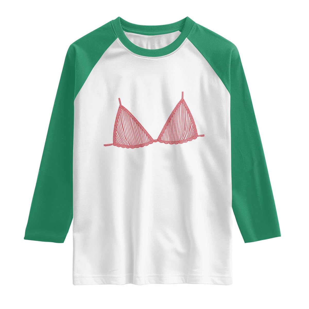 Coastal Bikini Raglan Shirt Girls Trip Matching Beach Weekend TS14 White Kelly Green Print Your Wear