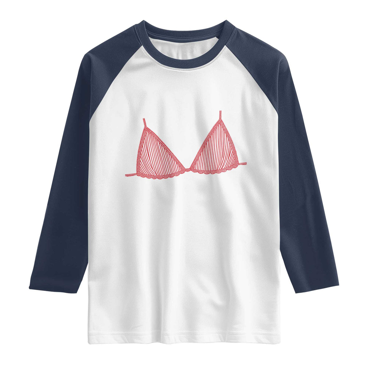 Coastal Bikini Raglan Shirt Girls Trip Matching Beach Weekend TS14 White Navy Print Your Wear