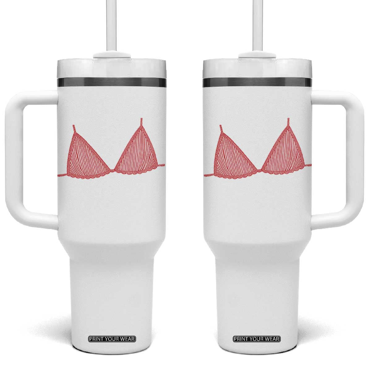 Coastal Bikini Tumbler With Handle Girls Trip Matching Beach Weekend TS14 One Size: 40 oz White Print Your Wear