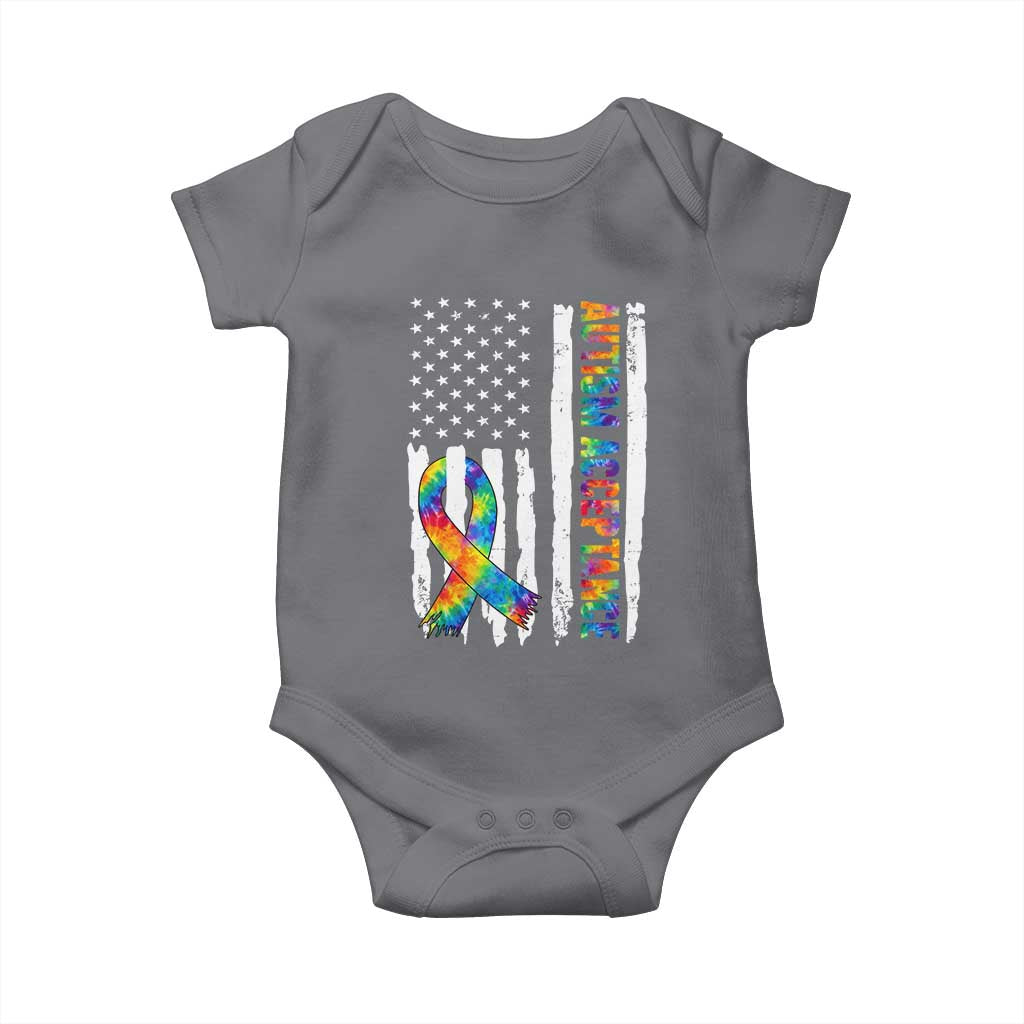 Autism Acceptance Baby Onesie US Flag Ribbon Support Neurodiversity TS14 Charcoal Print Your Wear