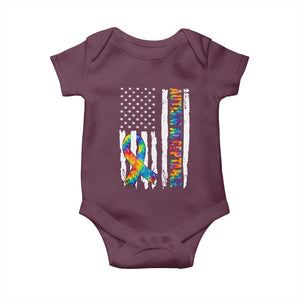 Autism Acceptance Baby Onesie US Flag Ribbon Support Neurodiversity TS14 Maroon Print Your Wear