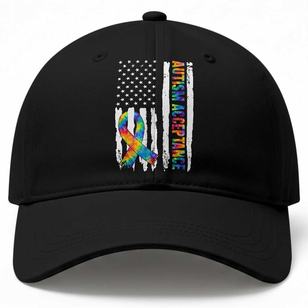 Autism Acceptance Baseball Cap US Flag Ribbon Support Neurodiversity TS14 Print Your Wear