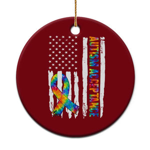 Autism Acceptance Ceramic Ornament US Flag Ribbon Support Neurodiversity TS14 1pc Red Print Your Wear