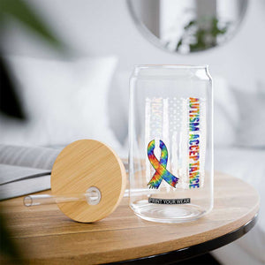 Autism Acceptance Glass Can US Flag Ribbon Support Neurodiversity TS14 Print Your Wear