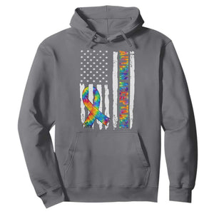 Autism Acceptance Hoodie US Flag Ribbon Support Neurodiversity TS14 Charcoal Print Your Wear