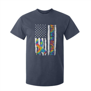 Autism Acceptance T Shirt For Kid US Flag Ribbon Support Neurodiversity TS14 Navy Print Your Wear