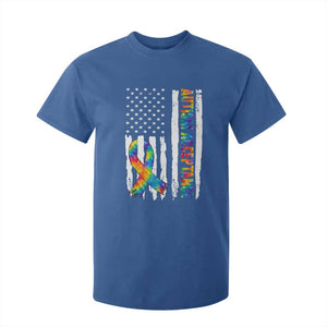 Autism Acceptance T Shirt For Kid US Flag Ribbon Support Neurodiversity TS14 Royal Blue Print Your Wear
