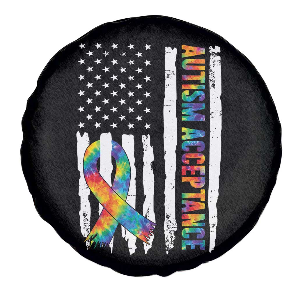 Autism Acceptance Spare Tire Cover US Flag Ribbon Support Neurodiversity TS14 Print Your Wear