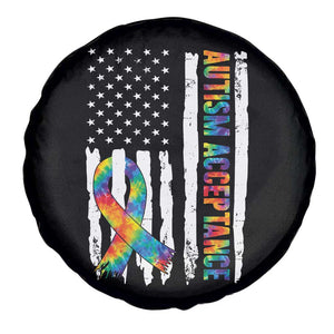 Autism Acceptance Spare Tire Cover US Flag Ribbon Support Neurodiversity TS14 Print Your Wear