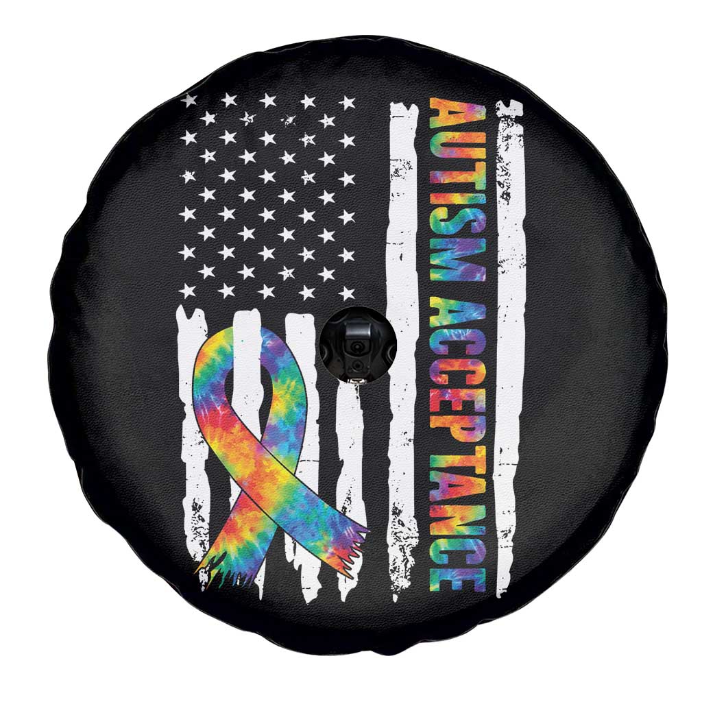 Autism Acceptance Spare Tire Cover US Flag Ribbon Support Neurodiversity TS14 Print Your Wear