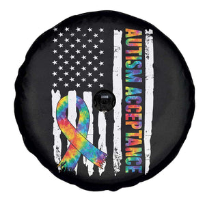 Autism Acceptance Spare Tire Cover US Flag Ribbon Support Neurodiversity TS14 Print Your Wear