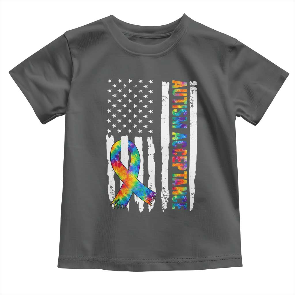 Autism Acceptance Toddler T Shirt US Flag Ribbon Support Neurodiversity TS14 Dark Heather Print Your Wear