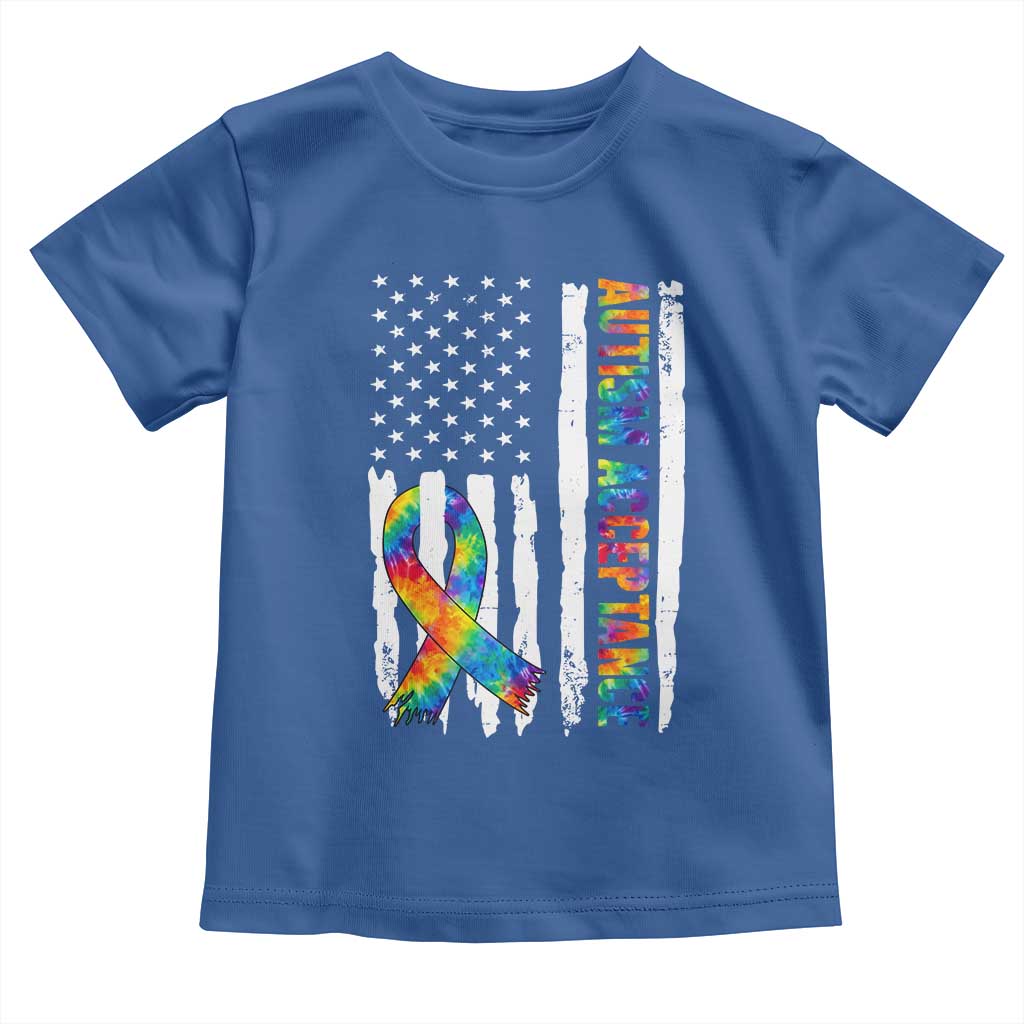 Autism Acceptance Toddler T Shirt US Flag Ribbon Support Neurodiversity TS14 Royal Blue Print Your Wear