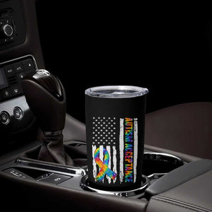 Autism Acceptance Tumbler Cup US Flag Ribbon Support Neurodiversity TS14 Print Your Wear