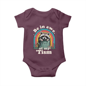 Be in Awe of My Tism Baby Onesie Funny Raccoon Autism Acceptance TS14 Maroon Print Your Wear