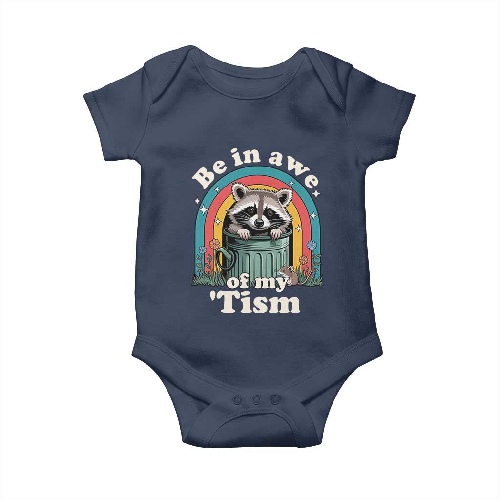 Be in Awe of My Tism Baby Onesie Funny Raccoon Autism Acceptance TS14 Navy Print Your Wear
