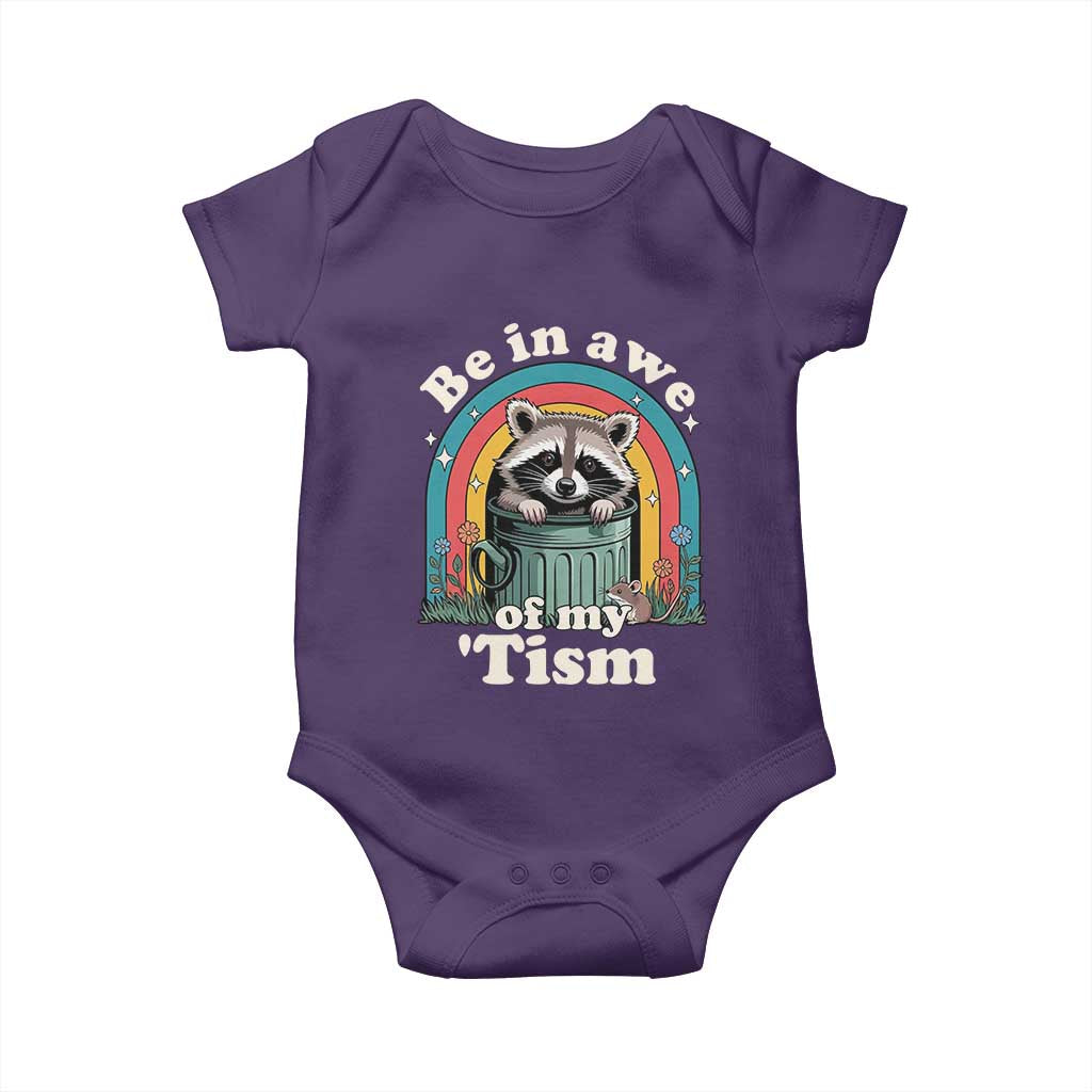 Be in Awe of My Tism Baby Onesie Funny Raccoon Autism Acceptance TS14 Purple Print Your Wear