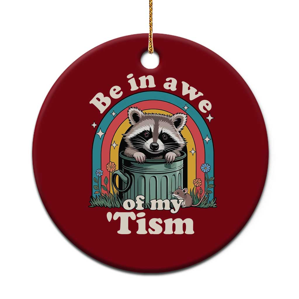 Be in Awe of My Tism Ceramic Ornament Funny Raccoon Autism Acceptance TS14 1pc Red Print Your Wear