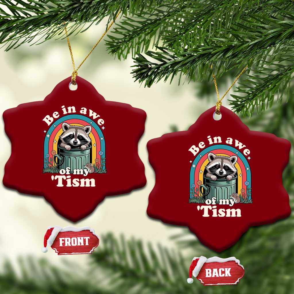 Be in Awe of My Tism Ceramic Ornament Funny Raccoon Autism Acceptance TS14 Print Your Wear