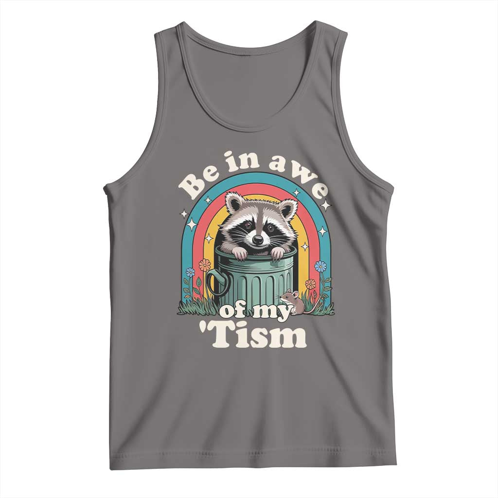 Be in Awe of My Tism Tank Top Funny Raccoon Autism Acceptance TS14 Deep Heather Print Your Wear