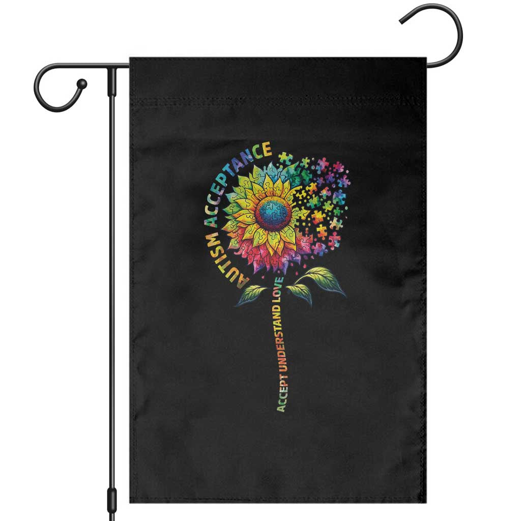 Autism Acceptance Garden Flag Accept Understand Love Sunflower Puzzle TS14 Black Print Your Wear