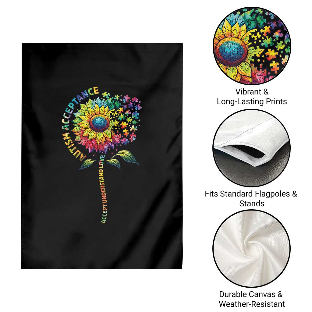 Autism Acceptance Garden Flag Accept Understand Love Sunflower Puzzle TS14 Print Your Wear