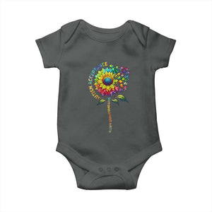 Autism Acceptance Baby Onesie Accept Understand Love Sunflower Puzzle TS14 Dark Heather Print Your Wear