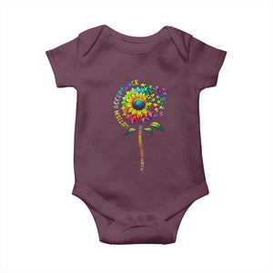 Autism Acceptance Baby Onesie Accept Understand Love Sunflower Puzzle TS14 Maroon Print Your Wear