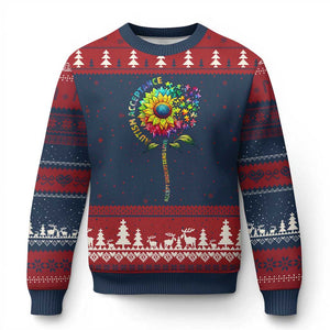 Autism Acceptance Ugly Christmas Sweater Accept Understand Love Sunflower Puzzle TS14 Navy Red Print Your Wear