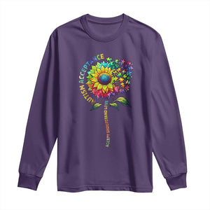 Autism Acceptance Long Sleeve Shirt Accept Understand Love Sunflower Puzzle TS14 Purple Print Your Wear