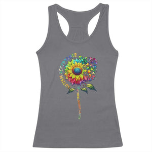 Autism Acceptance Racerback Tank Top Accept Understand Love Sunflower Puzzle TS14 Charcoal Print Your Wear