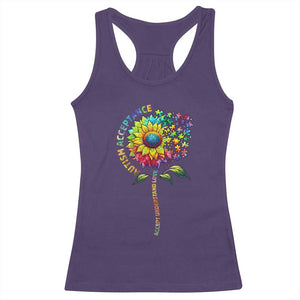 Autism Acceptance Racerback Tank Top Accept Understand Love Sunflower Puzzle TS14 Purple Print Your Wear