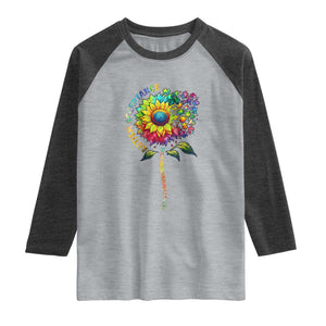 Autism Acceptance Raglan Shirt Accept Understand Love Sunflower Puzzle TS14 Heather Gray Heather Charcoal Print Your Wear