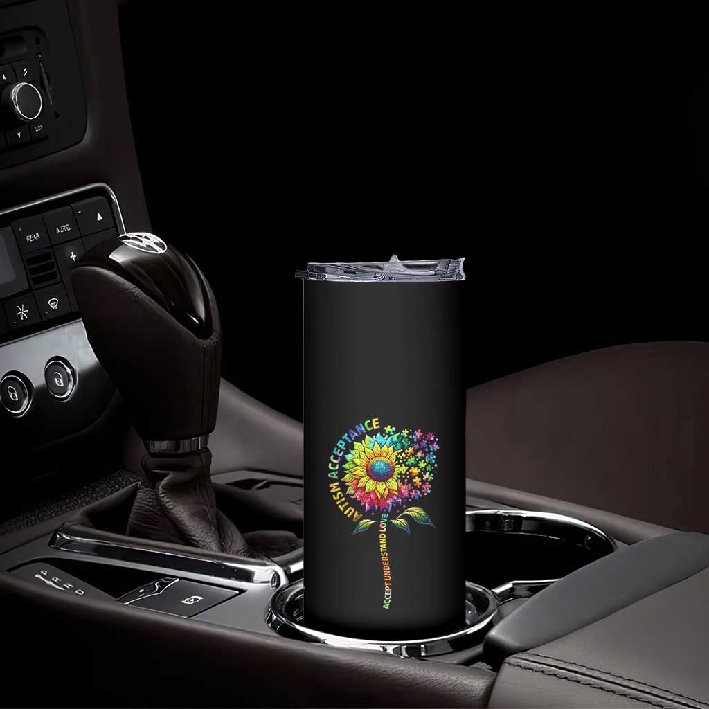 Autism Acceptance Skinny Tumbler Accept Understand Love Sunflower Puzzle TS14 Print Your Wear