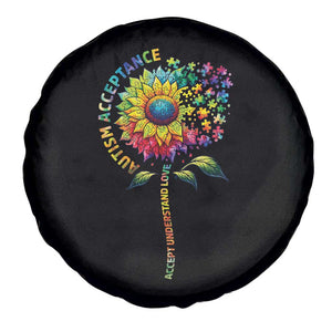 Autism Acceptance Spare Tire Cover Accept Understand Love Sunflower Puzzle TS14 Print Your Wear