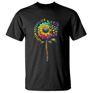 Autism Acceptance T Shirt Accept Understand Love Sunflower Puzzle TS14 Black Print Your Wear