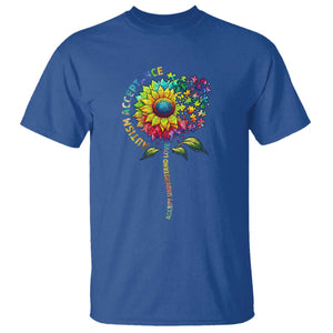 Autism Acceptance T Shirt Accept Understand Love Sunflower Puzzle TS14 Royal Blue Print Your Wear