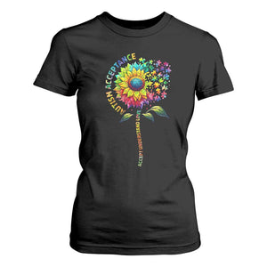 Autism Acceptance T Shirt For Women Accept Understand Love Sunflower Puzzle TS14 Black Print Your Wear