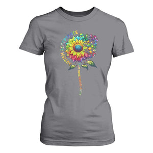 Autism Acceptance T Shirt For Women Accept Understand Love Sunflower Puzzle TS14 Charcoal Print Your Wear