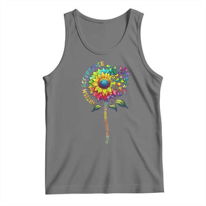 Autism Acceptance Tank Top Accept Understand Love Sunflower Puzzle TS14 Black Heather Print Your Wear