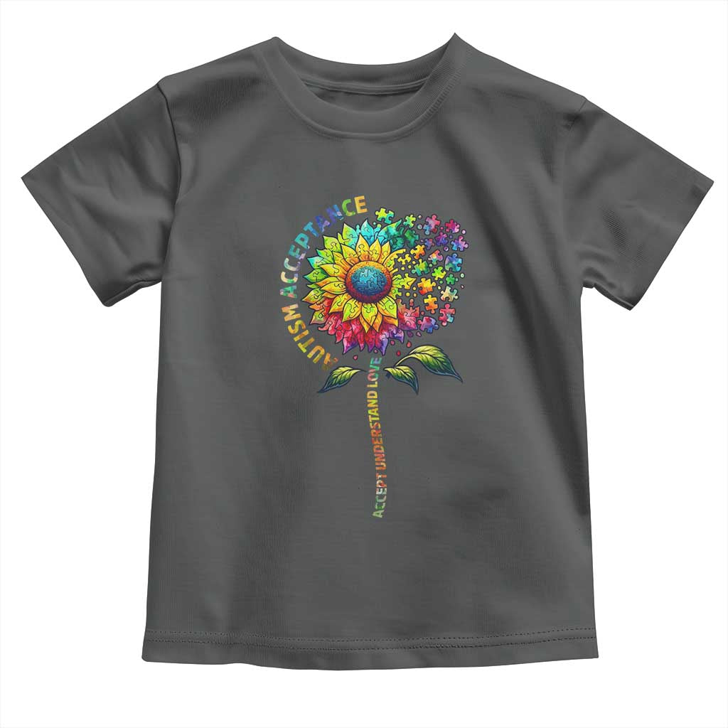 Autism Acceptance Toddler T Shirt Accept Understand Love Sunflower Puzzle TS14 Dark Heather Print Your Wear