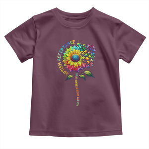 Autism Acceptance Toddler T Shirt Accept Understand Love Sunflower Puzzle TS14 Maroon Print Your Wear