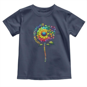 Autism Acceptance Toddler T Shirt Accept Understand Love Sunflower Puzzle TS14 Navy Print Your Wear